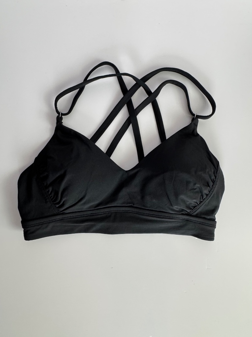 Calia Black Strappy Longline Bikini Top S NWT